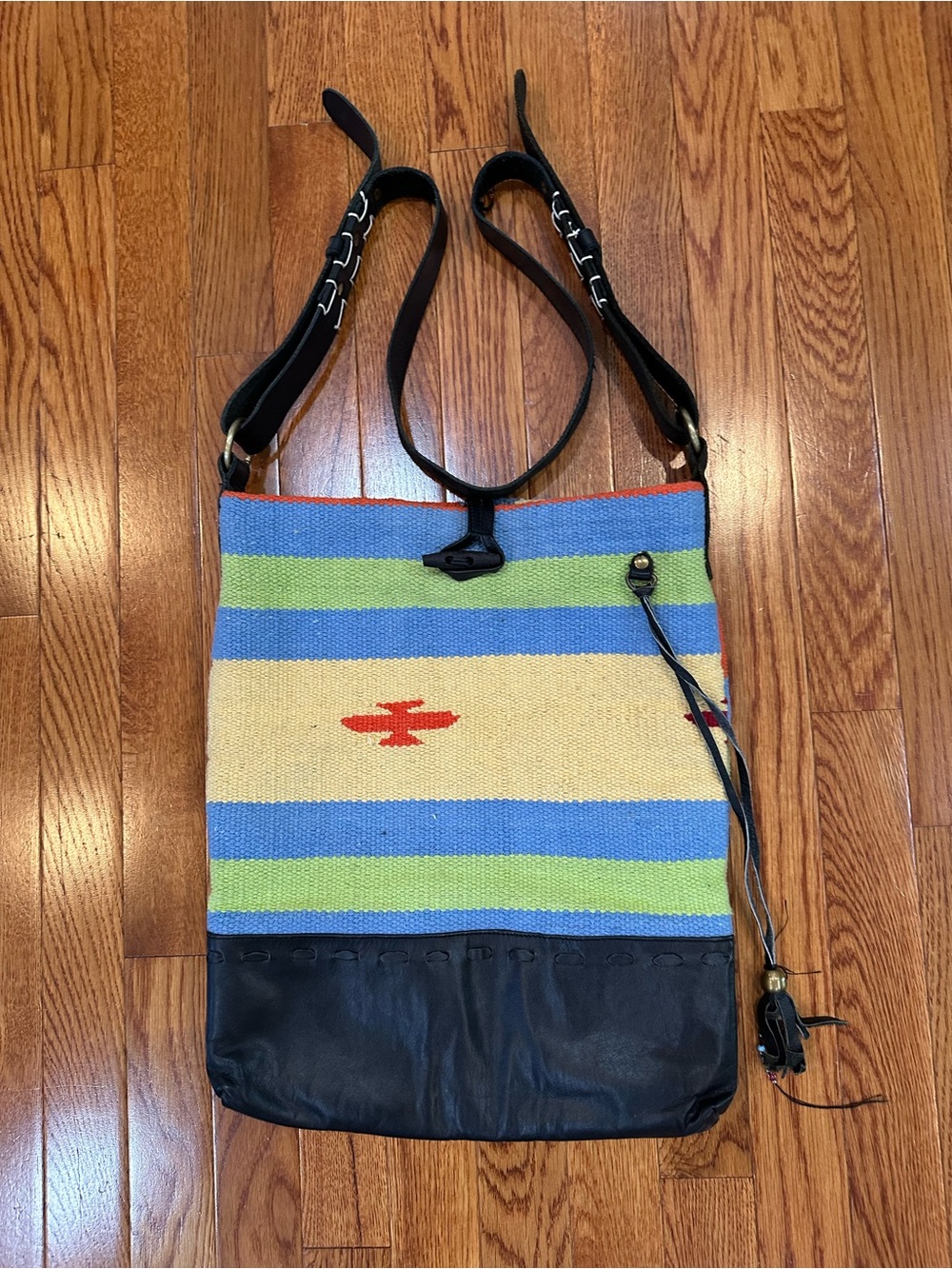 Raj by Anthro woven ikat boho large shoulder bag EUC